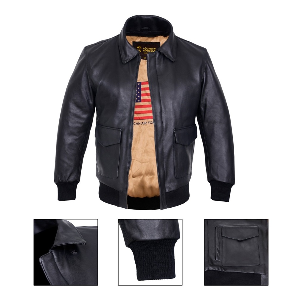 Men cowhide leather Pilot bomber jacket NWT